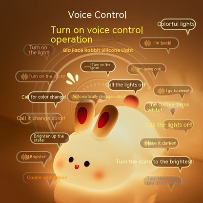 Cute Rabbit LED Night Light Touch Sensor Voice Control